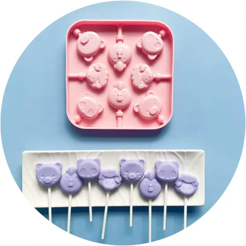 Vista 8 de Silicone Lollipop Mold Set,Animal Candy Sucker Mold (2pcs Animal)