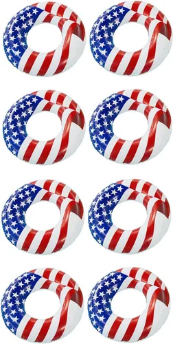 Vista 9 de Swimline Flotador de agua redondo inflable patriótico con bandera estadounidense para piscina o lago para niños y adultos