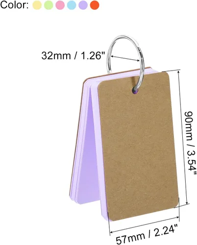 Vista 2 de PATIKIL Tarjetas de índice en blanco con anillo, 300 tarjetas flash en blanco de colores de 3.5 x 2 pulgadas, tarjeta de estudio para aprendizaje