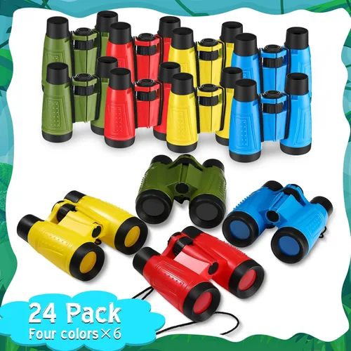 Vista 2 de Leyndo 24 prismáticos para niños con cuerda para el cuello, varios colores, novedosos binoculares de juguete para niños, suministros de fiesta