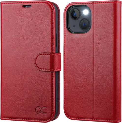 Vista 9 de OCASE Funda de piel sintética compatible con iPhone 14, con tarjetero y función atril con bloqueo RFID [carcasa interior de TPU a prueba de golpes]