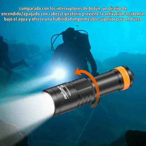 Vista 4 de ORCATORCH Luz de buceo compacta de respaldo D580, linterna de buceo de 530