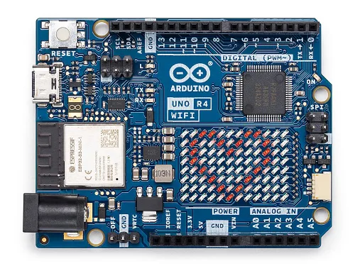 Vista 2 de Arduino UNO R4 WiFi [ABX00087] - Renesas RA4M1 + ESP32-S3, Wi-Fi, Bluetooth, USB-C, CAN, DAC de 12 bits, OP AMP, conector Qwiic, matriz LED de 12 x