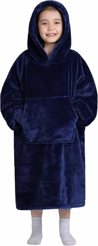 Vista 18 de Waitu - Sudadera tipo manta, para regalar a hombre o mujer, muy cálida y acogedora, gigantesca, con capucha, de gruesa franela, con mangas y un Negro