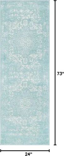 Vista 2 de Unique Loom Richmond Collection - Alfombra de área con medallón (2 pies x 6 pies 1 pulgada, color aguamarina/marfil)