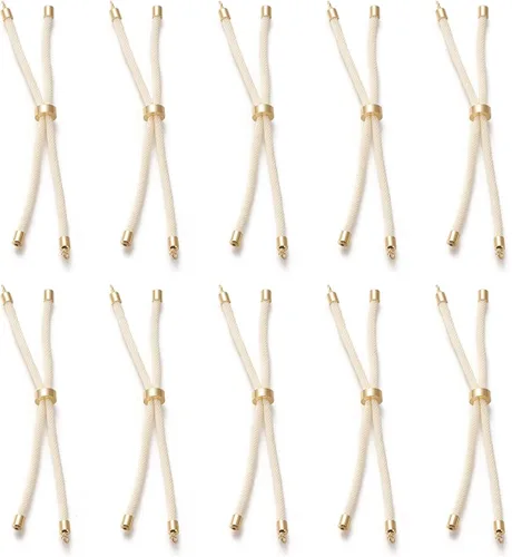 Vista 27 de 10 piezas de pulseras de cordón trenzado de nylon para hacer pulseras deslizantes ajustables con accesorios de latón dorado para accesorios de Negro