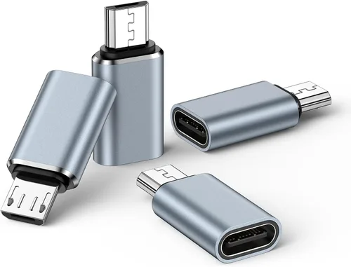 Vista 9 de Adaptador micro USB a USB C, paquete de 4 conectores tipo C hembra a micro USB macho, compatible con carga y sincronización de datos para Samsung