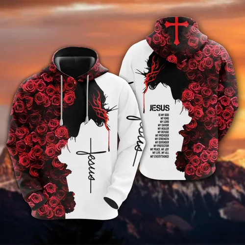 Vista 2 de Sudadera con capucha unisex con estampado 3D de Christain Jesus Lovers con capucha y bolsillos grandes, serie 39