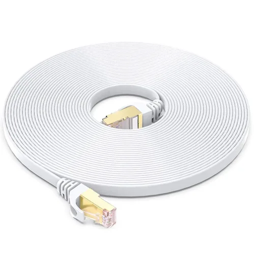 Vista 8 de Cable Ethernet Cat 8 de 1 pie, paquete de 2 unidades, 40 Gbps 2000 MHz, cable plano Cat8 de alta velocidad con conector RJ45 chapado en oro, cable