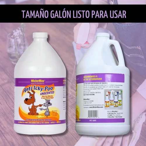 Vista 3 de Mister Max Anti Icky Poo neutralizador de olor sin aroma, 1 galón