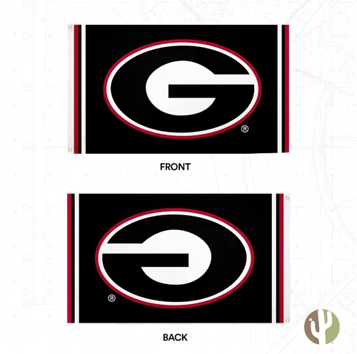 Vista 2 de Desert Cactus Bandera de la Universidad de Georgia Bulldogs UGA Dawgs Banners 100% poliéster para interiores y exteriores, banderas de 3 x 5 pies