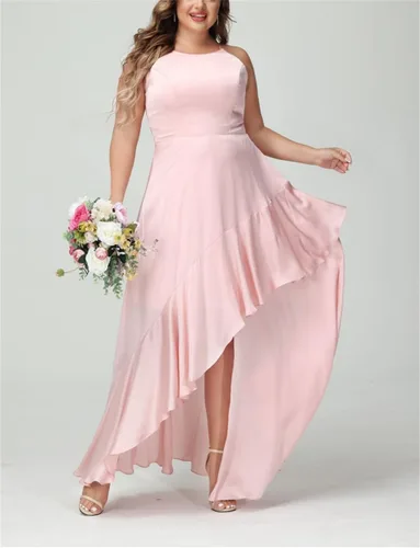 Vista 3 de Plus Size Bridesmaid Dresses with Spaghetti Strap Asymmetrical Sleeveless Formal Party Gowns, Sage, 24 Plus