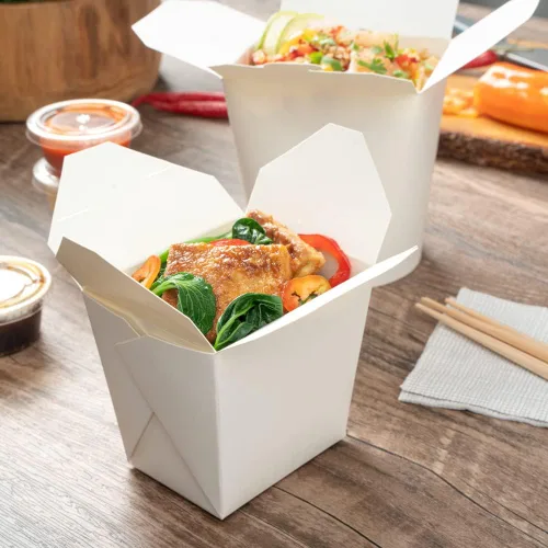 Vista 8 de Restaurantware Cajas para llevar comida china: 25 paquetes de 16 onzas, recipientes desechables para llevar, resistentes a la grasa, recipientes