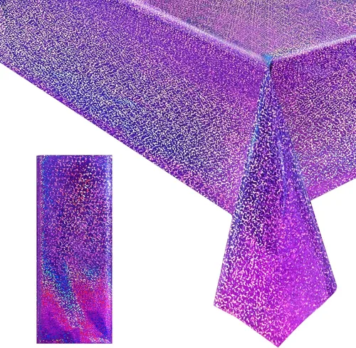 Vista 31 de Just Shimmer Mantel holográfico azul claro de 40" x 108" Decoración de fiesta rosa fuerte Día de San Valentín Fiesta de cumpleaños Decoración