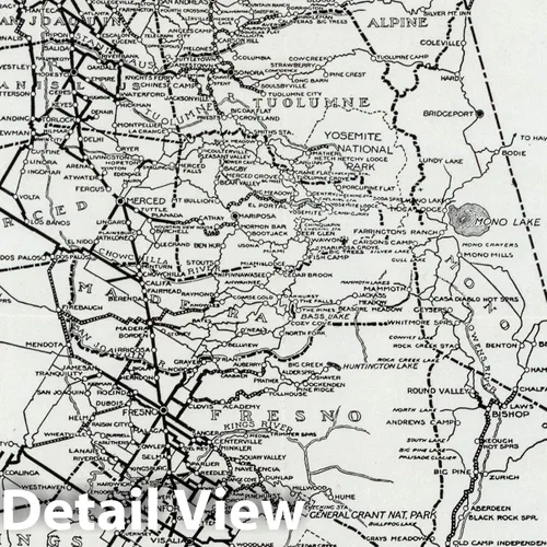 Vista 2 de Mapa histórico: mapa de ruta de California de 1926, arte de pared vintage - 11 x 24 pulgadas