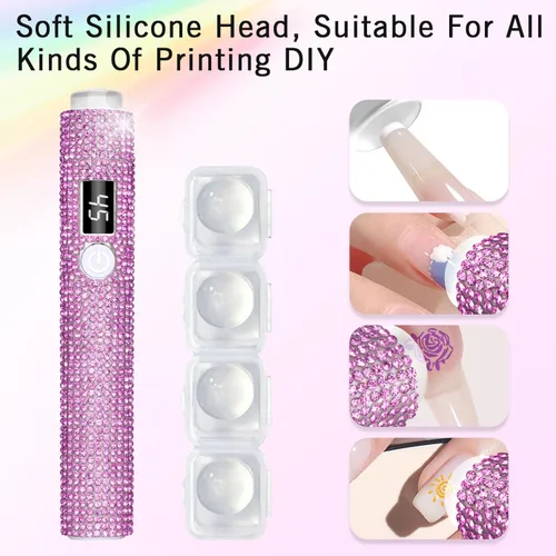 Vista 5 de Luz UV de mano para uñas de gel, mini luz UV con purpurina para uñas, lámpara de uñas portátil inalámbrica para uñas de gel X de curado rápido
