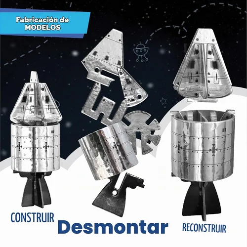 Vista 4 de Imagimake Mapology Man's Journey to Moon, Apollo 11 3D Model Kit para niños Kit educativo de modelo STEM, construye cohetes y satélites, regalo