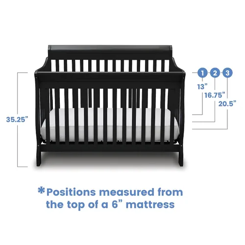 Vista 6 de Delta Children Cuna convertible Canton 4 en 1, fácil de montar, color negro ébano