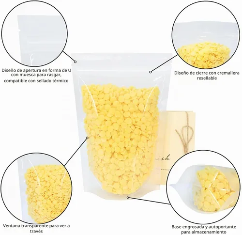 Vista 2 de 100 piezas de bolsas resellables, bolsas de pie transparentes de 3.9x5.9 pulgadas, bolsas de almacenamiento de alimentos con cierre de cremallera
