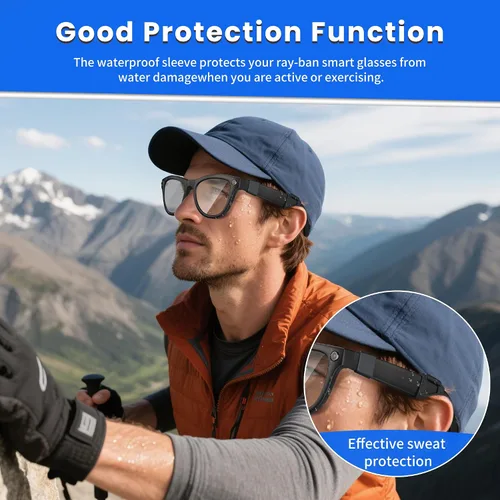 Vista 2 de HiBloks - Funda de silicona impermeable para Ray-Ban Meta Wayfarer/Skyler/Headliner/Oakley Meta HSTN, funda a prueba de sudor para accesorios Ray
