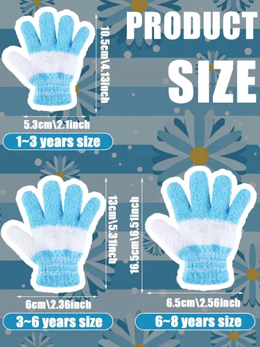 Vista 3 de SATINIOR 5 pares de guantes de dedos completos para niños, guantes de punto cálidos guantes de invierno para niños pequeños y niñas, suministros