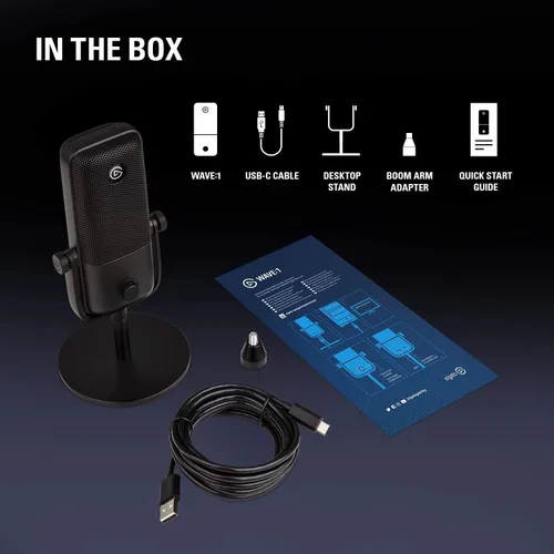 Vista 23 de Elgato Wave:1 - Micrófono de condensador USB cardioide premium para transmisión, juegos, oficina en casa, software mezclador gratuito, complementos