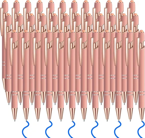 Vista 12 de 36 bolígrafos de tinta azul con lápiz capacitivo 2 en 1 para pantallas táctiles, colegio, oficina, compañeros de trabajo (negro)