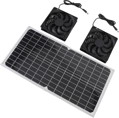 Vista 8 de Kit de ventilador alimentado por panel solar de 16 W, ventilador de escape solar con marco de aluminio para gallinero, invernadero, cobertizo