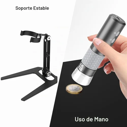 Vista 6 de Jiusion Microscopio de mano digital USB WiFi con funda, endoscopio de aumento inalámbrico de 50 a 1000x, cámara 4K 3840x2160P, 8 LED con soporte