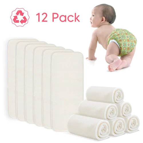Vista 7 de Damero Pañales de tela natural para bebés con 12