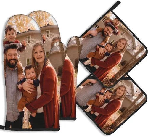 Vista 34 de Manoplas de horno personalizadas con nombre y foto, resistentes al calor y a la intemperie, para amigos y familia, como regalo de cocina, horneado