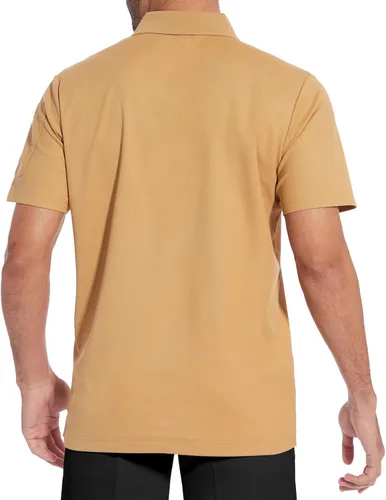 Vista 2 de Casei Polo para hombre, de secado rápido, para deportes al aire libre, camiseta de golf para hombre, camiseta de rendimiento táctica, polo de manga