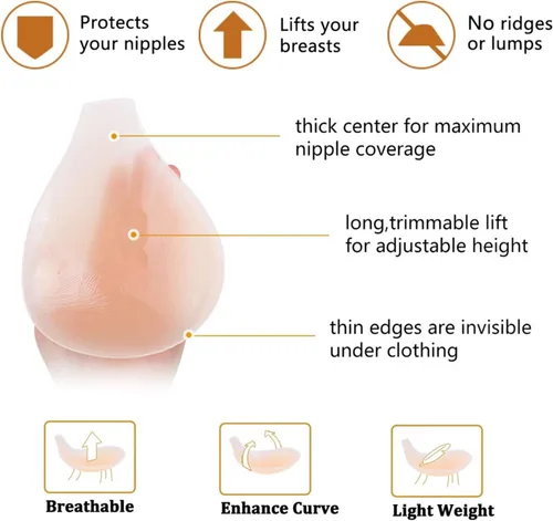 Vista 5 de Adhesive Bra, Breast Lift Strapless Backless Silicone Minimizer Bra Nippless Covers Push Up Self Invisible Sticky Bra