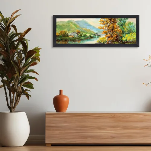 Vista 2 de Golden State Art, Marco de fotos de 8 x 24 pulgadas, madera maciza negra con vidrio templado, marco de 8 x 24 pulgadas para pared de galería