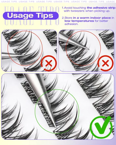 Vista 7 de Racimos Cortos de Pestañas Autoadhesivas 8-12MM Naturales, Pestañas Autoadhesivas Pre-Pegadas, Racimos de Pestañas Suaves Sin Necesidad