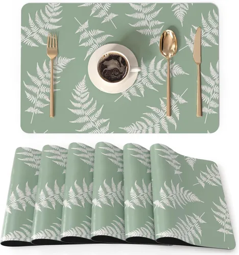 Vista 20 de QiyI - Juego de 4 manteles individuales de piel sintética de 12 x 18 pulgadas para cocina y comedor, resistentes al calor, antideslizantes