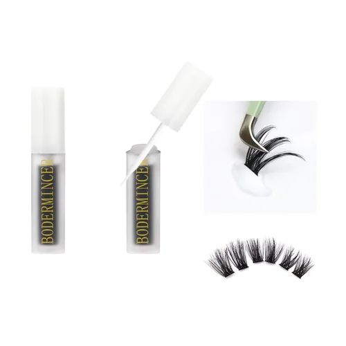 Vista 2 de Bodermincer Pegamento en racimo de color negro para pestañas de tira completa, pegamento en racimos de pestañas (pegamento negro, 0.2 fl oz)
