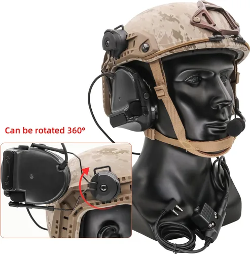 Vista 6 de HEARFALCOM Comta III Auriculares Tácticos para Casco Adaptador de Riel ARC Soporte de Disparo con Cancelación de Ruido