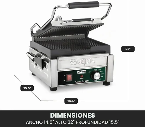 Vista 3 de Waring Prensa Panini con superficie de cocción de 9.75" x 9.25" y 120V