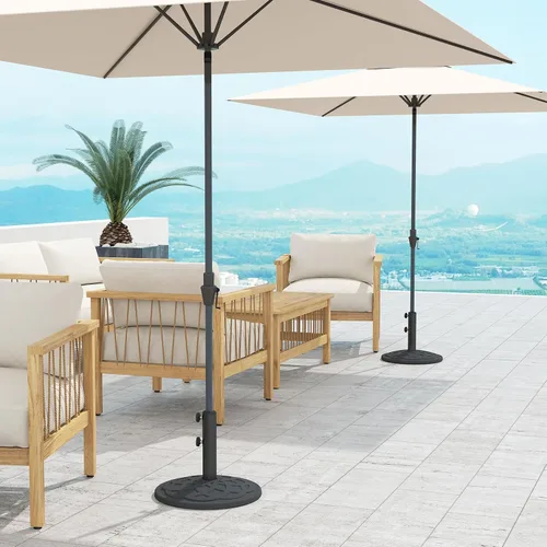 Vista 7 de C-Hopetree Base redonda resistente de 26 libras para sombrilla de mesa de mercado de patio al aire libre, color negro