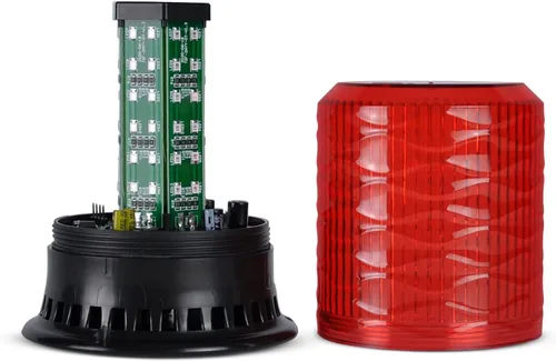 Vista 4 de Luz de sirena estroboscópica LED, lámpara intermitente giratoria industrial baliza 9 tonos cuerno 120dB para camión, carretilla elevadora, taller