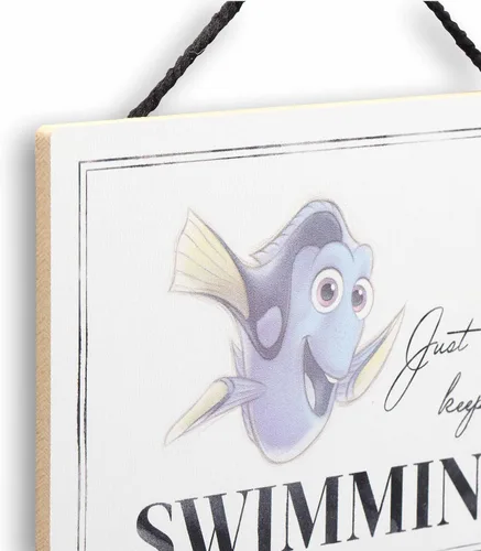 Vista 4 de Disney Buscando a Nemo Dory Frase Colgante de Madera para Decoración de Pared - Letrero de "Just Keep Swimming" para Decoración del Hogar
