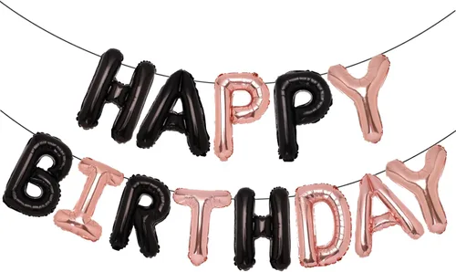 Vista 9 de Accevo Cartel de globos negros con letras Happy Birthday, 16 pulgadas, papel de aluminio, letras 3D, feliz cumpleaños para niños, adultos, unisex