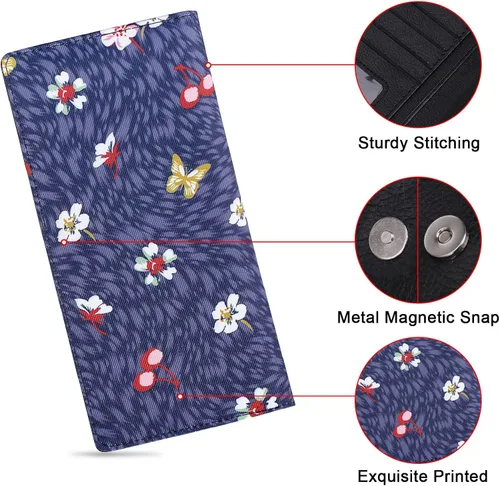 Vista 194 de HUA ANGEL Billetera ultra delgada para mujer, con bloqueo RFID, tarjetero de crédito, plegable, largo, hebilla magnética, billete para mujer, Owl