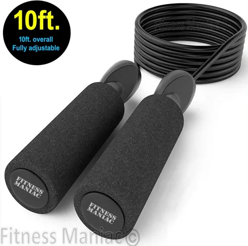 Vista 2 de Fitness Maniac Cuerdas de saltar de 5 unidades para entrenamiento de boxeo, salto de velocidad, ejercicio, fitness, hombres, mujeres, adultos