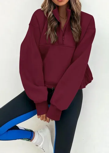 Vista 4 de KIRUNDO Sudadera recortada de moda de otoño para mujer, con media cremallera, sudadera Y2K con cordón