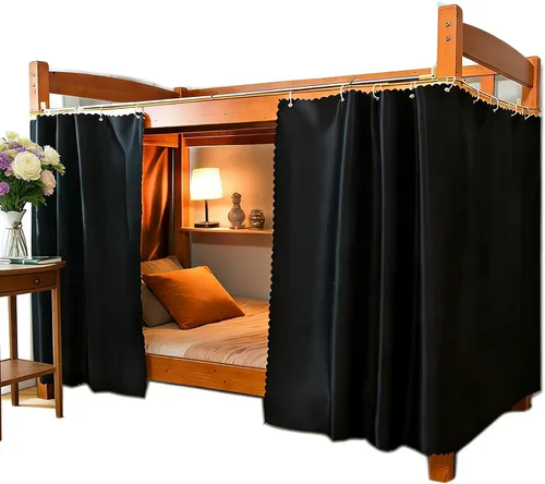 Vista 22 de Cortinas opacas para cama de privacidad con toldo grueso, mosquitero Mosquitera blanca 1aa
