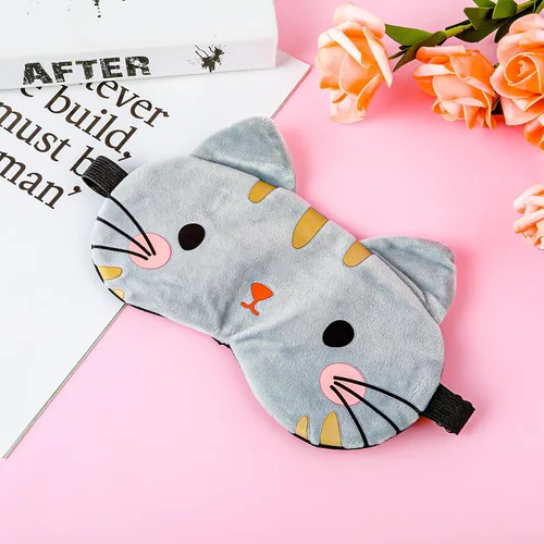 Vista 3 de WLLHYF Linda máscara de ojos para dormir, suave felpa con dibujos animados de gato, cómoda cubierta de ojos de animales, divertida y novedosa sombra