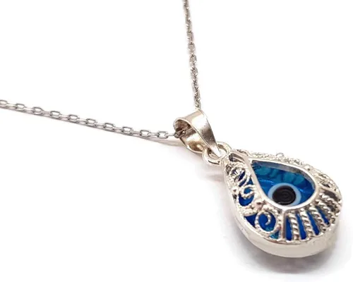 Vista 3 de Mystic Jewels - Colgante de plata de ley 925 con forma de gota de cristal con cadena de plata (forma de ojo)