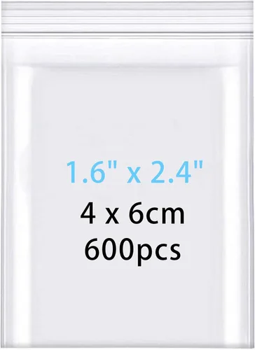 Vista 11 de newlng Mini bolsas de plástico de 1.6 x 2.4 pulgadas/1.6x2.4 in, 600 bolsas de joyería transparentes resellables, bolsa pequeña con cremallera